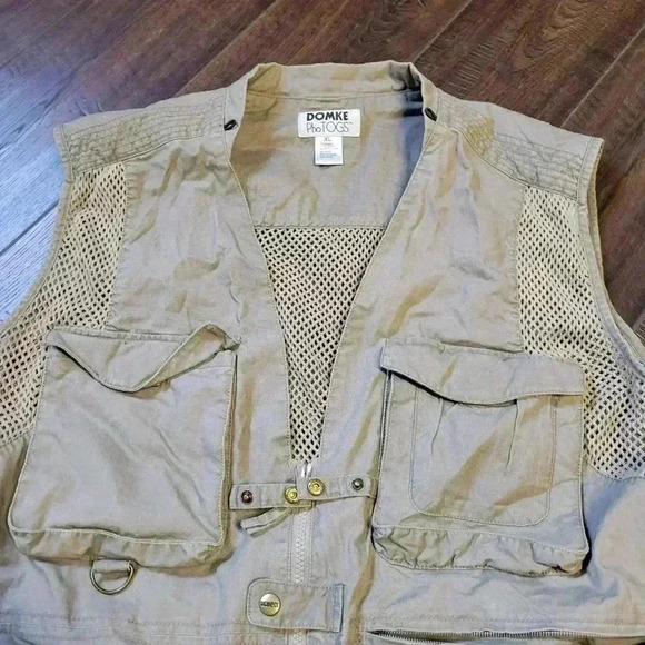 Vintage Domke Photographer Vest Men's Size XL Cotton Khaki PhoTOGS Vest pockets - Picture 4 of 7